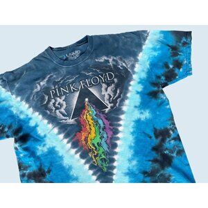 PINK FLOYD Liquid Blue Tie Dye Prism River Retro Concert Band T Shirt Sz XL
